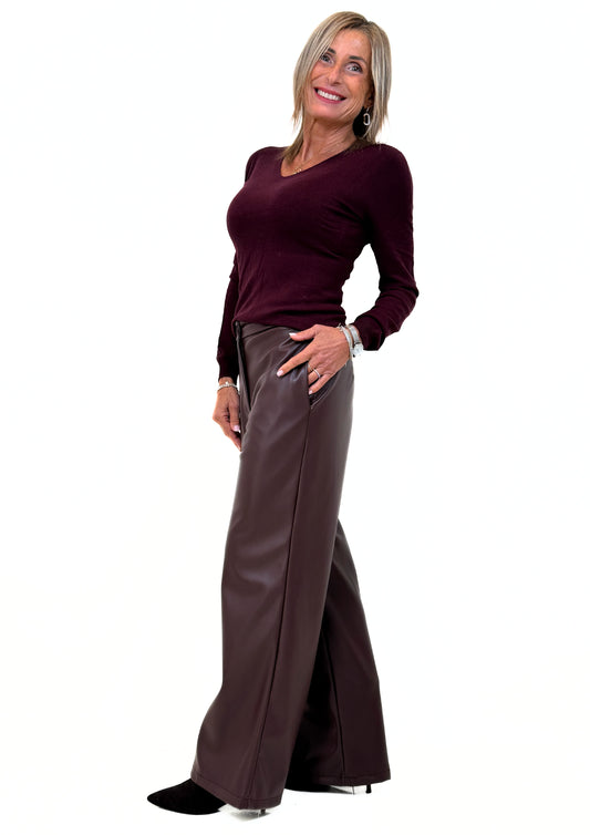 Ninfa - Pantalone Similpelle a Gamba Dritta