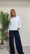 DAFNE - 6125P23 - MAGLIA VISCOSA GIROCOLLO, ORLO E POLSI COSTINE