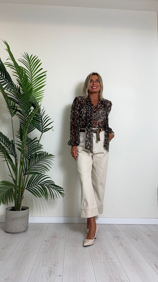 D'ELLE - C267 - CAMICIA FANTASIA MACULA CON FIOCCO, FIT AMPIO