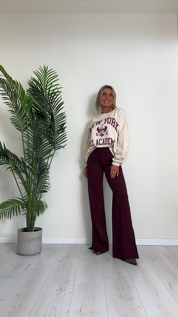 VICOLO - RS0252 - FELPA IN COTONE GARZATO, STONDATA CON STAMPA ACCADEMY, MANICHE A PROSCIUTTO