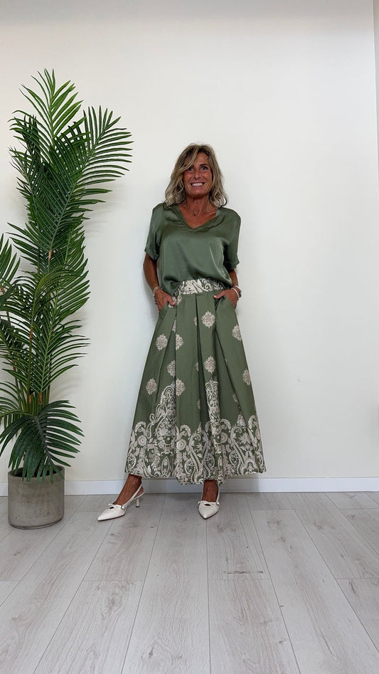 DAFNE - H2836-CI2FP26 - GONNA LUNGA COTONE FANTASIA CON ELSTICO RETRO