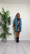 DAFNE - 9142P33 - CARDIGAN LUNGO PUNTO RISO CON FRANGE