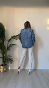 DAFNE - 224105JC725P32 - CAMICIA DENIM, FIT AMPIO CON STRASS E CANOTTIGLIE