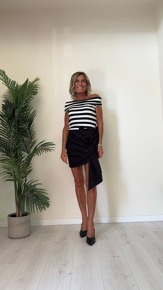 SUSYMIX - 10259 - T-SHIRT VISCOSA SCOLLO SHIFFER RIGATA