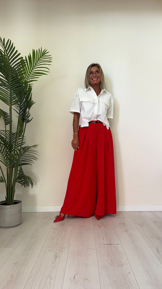 PLEASE - CLX9HMR - CAMICIA POLICOTONE CROPPED CON TASCHE