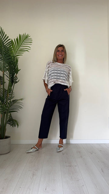 PLEASE - T0RQCNJ000 - MAGLIA COTONE TRAFORATO CON MANICA KIMONO, FIT AMPIO