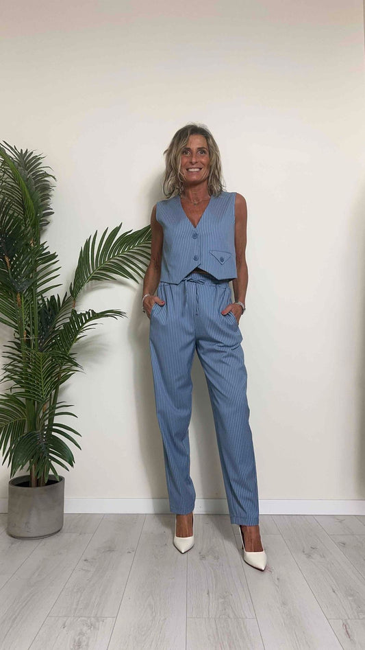 SUSYMIX - SM7013H - GILET CROPPED, POLIVISCOSA RIGATINO