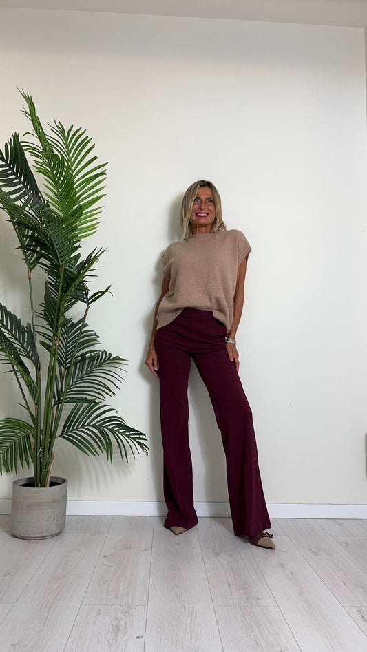 IMPERIAL - P3E9IAWFW24 - PANTALONE FLARE IN CREPE, ZIP  RETROE PROFILO TASCHINO RASO