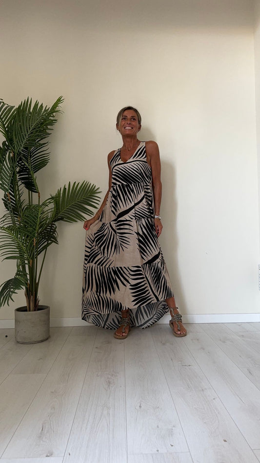 GIORGIA & JHONS - 60499SS24 - ABITO ASIMMETRICO STAMPA AFRO LINO/VISCOSA