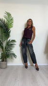 SUSYMIX - KJ0111 - JEANS CARGO CON CINTURA, ROTTURE E ABRASIONI
