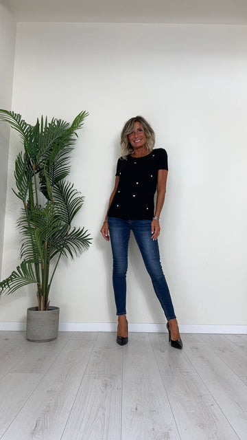 SUSYMIX - SBIO02 - T-SHIRT CON SPILLE STRASS DIVERSE