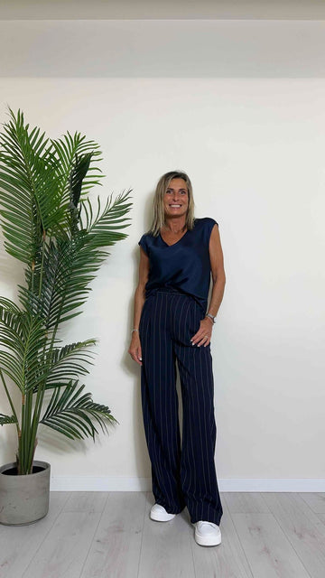 IMPERIAL - REH0HDG - BLUSA SCOLLO A V STONDATO IN RASO CON MANICA ALETTA