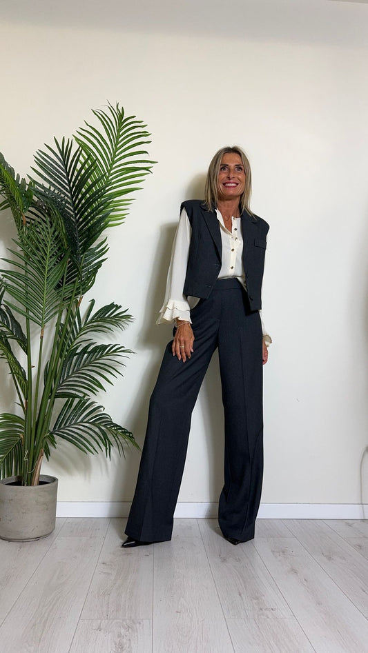 GIORGIA & JHONS - 60250FW24 - PANTALONE POLIVISCOSA CON BANDE LATERALI, ELESTICO RETRO E TASCHE A FILO