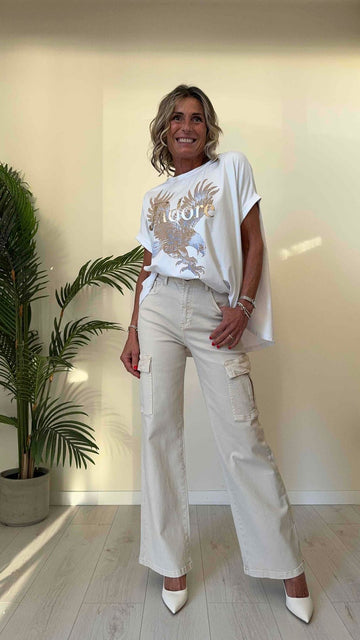 DAFNE - 718150P15 - T-SHIRT COTONE, OVER STONDATA, STAMPA J'ADORE