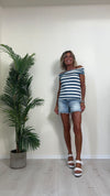 SUSYMIX - 10259 - T-SHIRT VISCOSA SCOLLO SHIFFER RIGATA