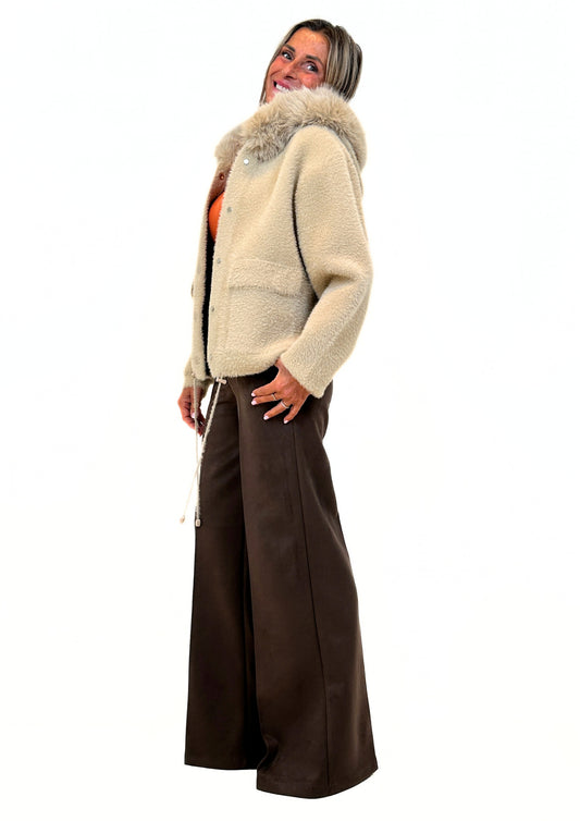Pantalone Flare in Dainetto Scamosciato
