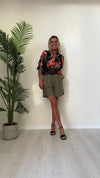VENTISEI - 2266-44P25 - CAMICIA COTONE/SETA FANTASIA FIORI STILIZZATI CON COLLO COREANA