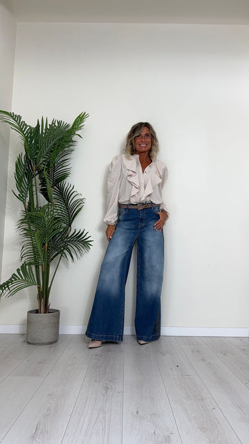 PLEASE - P3BZEH0W8N - JEANS PALAZZO DOPPIE BANDE LATERALI ANIMALIER