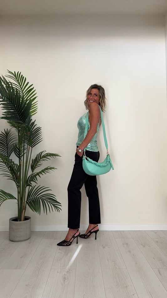 LALTERNATIVASTYLE - 5663SS24P28 - BORSA PELLE MEZZALUNA CON DOPPIA TRACOLLA PELLE