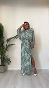 VENTISEI - 16631P20 - GONNA LONGUETTE FANTASIA, TAGLIO SBIECO CON SPACCO LATERALE