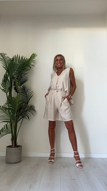 GIORGIA & JHONS - 60458SS24 - BERMUDA VISCOSA STROPICCIATA 85% RETRO E FIANCHI ELASTICATI