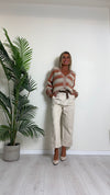 D'ELLE - RKW2411 - CARDIGAN RIGHE LUREX, LANA/VISCOSA, BOTTONI A PRESSIONE A SCOMPARSA