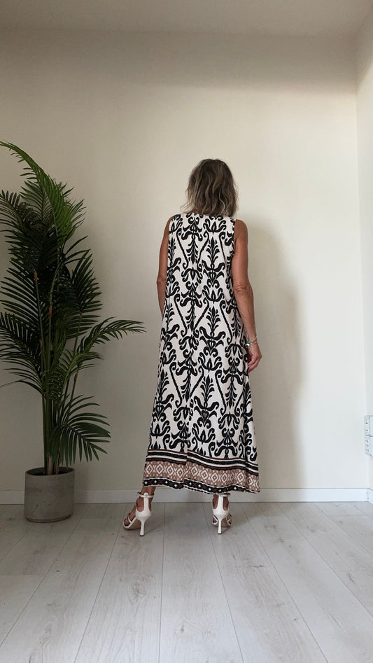 DAFNE - U11136P29 - ABITO LUNGO 100% VISCOSA, AMPIO CON SPALLA LARGA