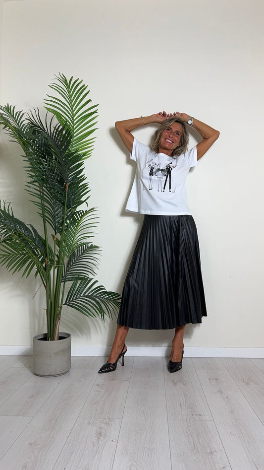 GIORGIA & JHONS - 60048FW24 - T-SHIRT SCRITTA OUTFIT CON TULLE STRASS