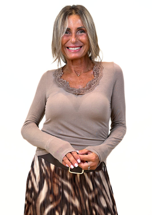 Voile - Blusa in Misto Cashmere con Pizzo