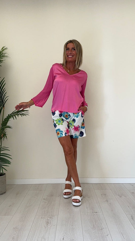 GIORGIA & JHONS - 60160SS23 - BLUSA SCOLLO A V AMPIO MANICA SVASATA CREPE