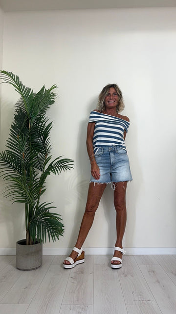 VICOLO - DB5396 - SHORT DENIM ORLO SFRANGIATO