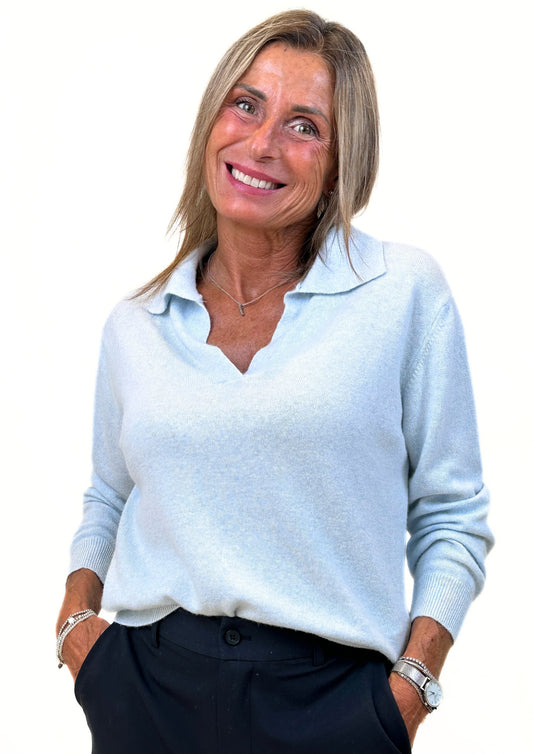 Rouille - Maglia con Collo Polo Misto Cashmere