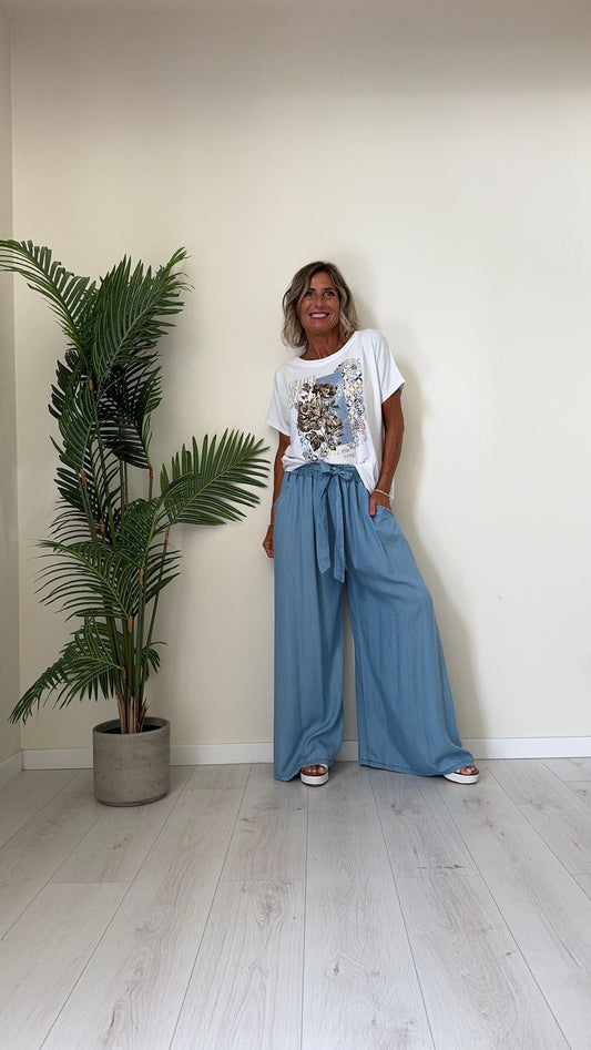 DAFNE - 8535P26 - PANTALONE AMPIO IN TENCEL CON FUSCIACCA ATTACCATA