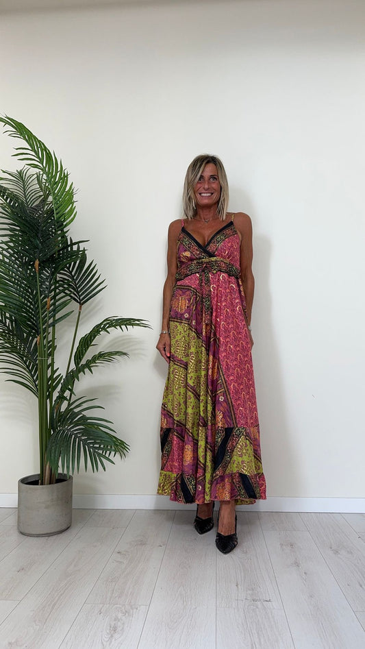 DAFNE - FSP30P29 - ABITO LUNGO FORMENTERA SPALLINE 50%SETA 50%VISCOSA