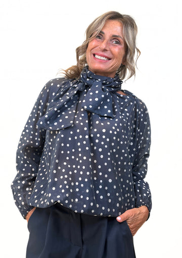 Grafite - Blusa in Tencel con Fiocco