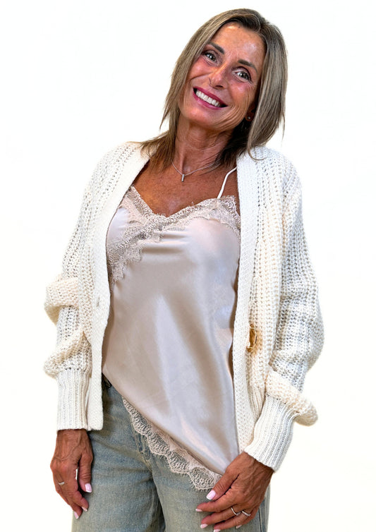 Holofernes - Cardigan in Maglia con Bottone Gioiello