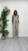 DAFNE - 205.201P45 - COMPLETO GILET+PANTALONE PALAZZO CON CINTURA 55%LINO 45%VISCOSA