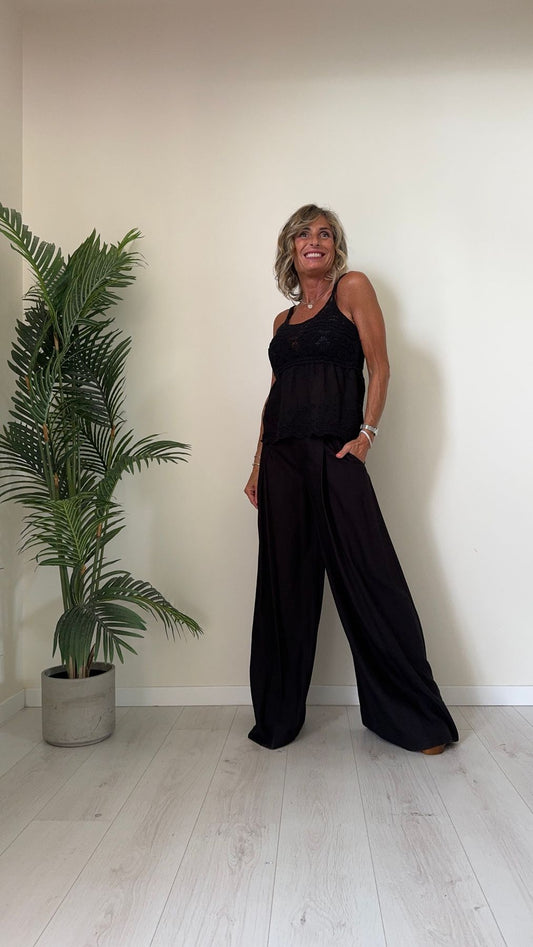 DAFNE - 002P19 - TOP PIZZO CON MUSSOLA LAVORAZIONE SANGALLO