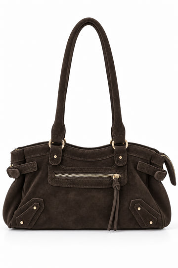 Nadir - Borsa in Suede con Zip e Borchiette