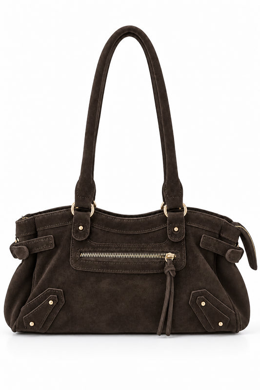 Nadir - Borsa in Suede con Zip e Borchiette