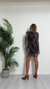 DAFNE - 24148P29 - ABITO TULLE ANIMALIER SCOLLO ASIMMETRICO
