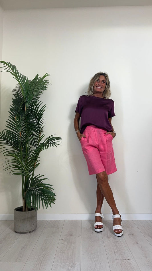 TENSIONE IN - FA535B97Q/PE24 - BLUSA GIROCOLLO 97%VISCOSA LEGGERMENTE + LUNGA DIETRO