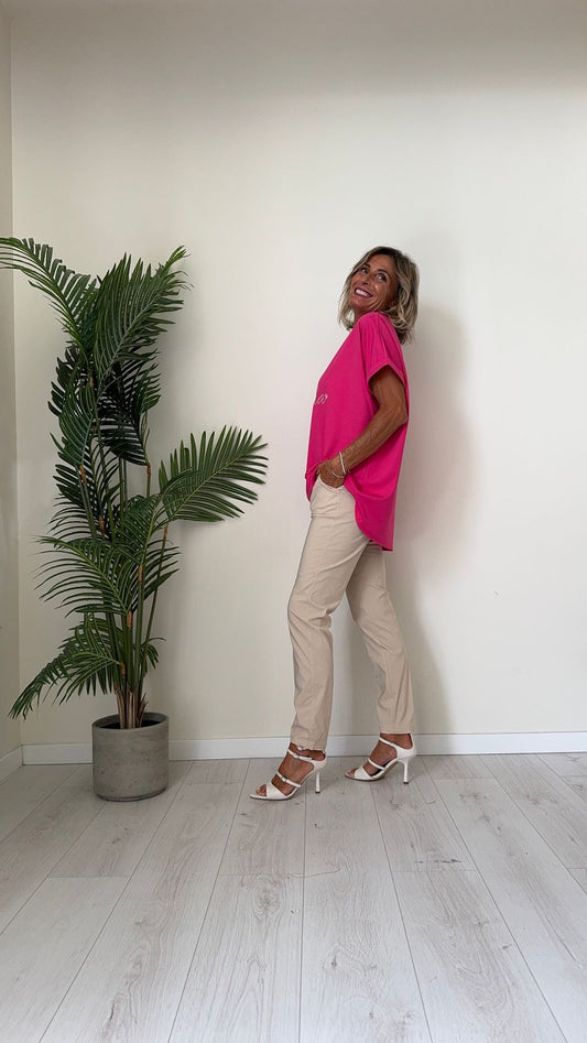 TWEED - J112319P19 - T-SHIRT OVER IN VISCOSA CON RICAMO "ALOHA" PIU' LUNGA DIETRO