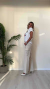 DAFNE - 1380P32 - PANTALONE CARGO PALAZZO ELASTICIZZATO, VITA ALTA