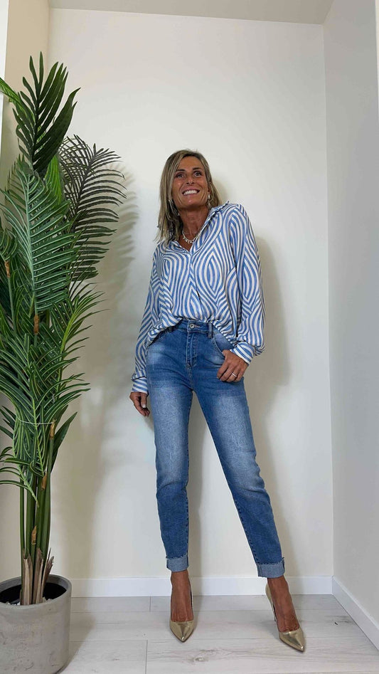 DAFNE - I532P28 - JEANS STRAIGHT RISVOLTO TAGLIO VIVO