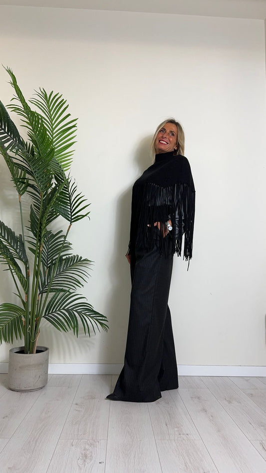 D'ELLE - AP66187 - CAPPA IN MAGLIA DI VISCOSA CON FRANGE ANNODATE