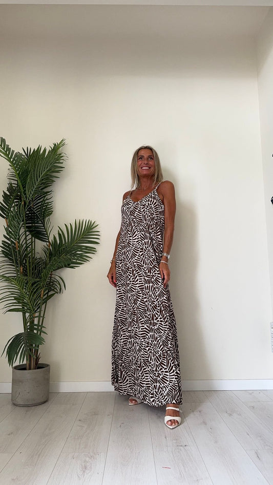 DAFNE - 13133P28 - ABITO LUNGO 100%VISCOSA FANTASIA CON SPALLINE