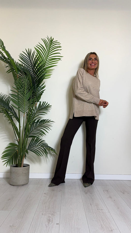 DAFNE - AL0817P26 - MAGLIA LUNGA VISCOSA COLLO ROTOLINO CON SPACCHETTI LATERALI