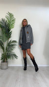 TENSIONE IN - TI2496 - FELPA IN COTONE FELPATO CON ZIP,  APPLICAZIONI STRASS E STEMMA