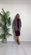 DAFNE - 9370P32 - CARDIGAN LUNGO VISCOSA DOPPIATA CON TRECCIA BORDO E MANICHE, CON TASCHE